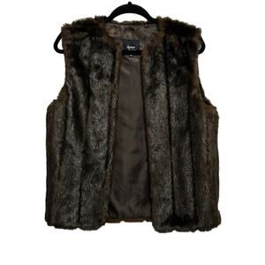 Dennis Basso faux fur open front vest Womnen's size xs